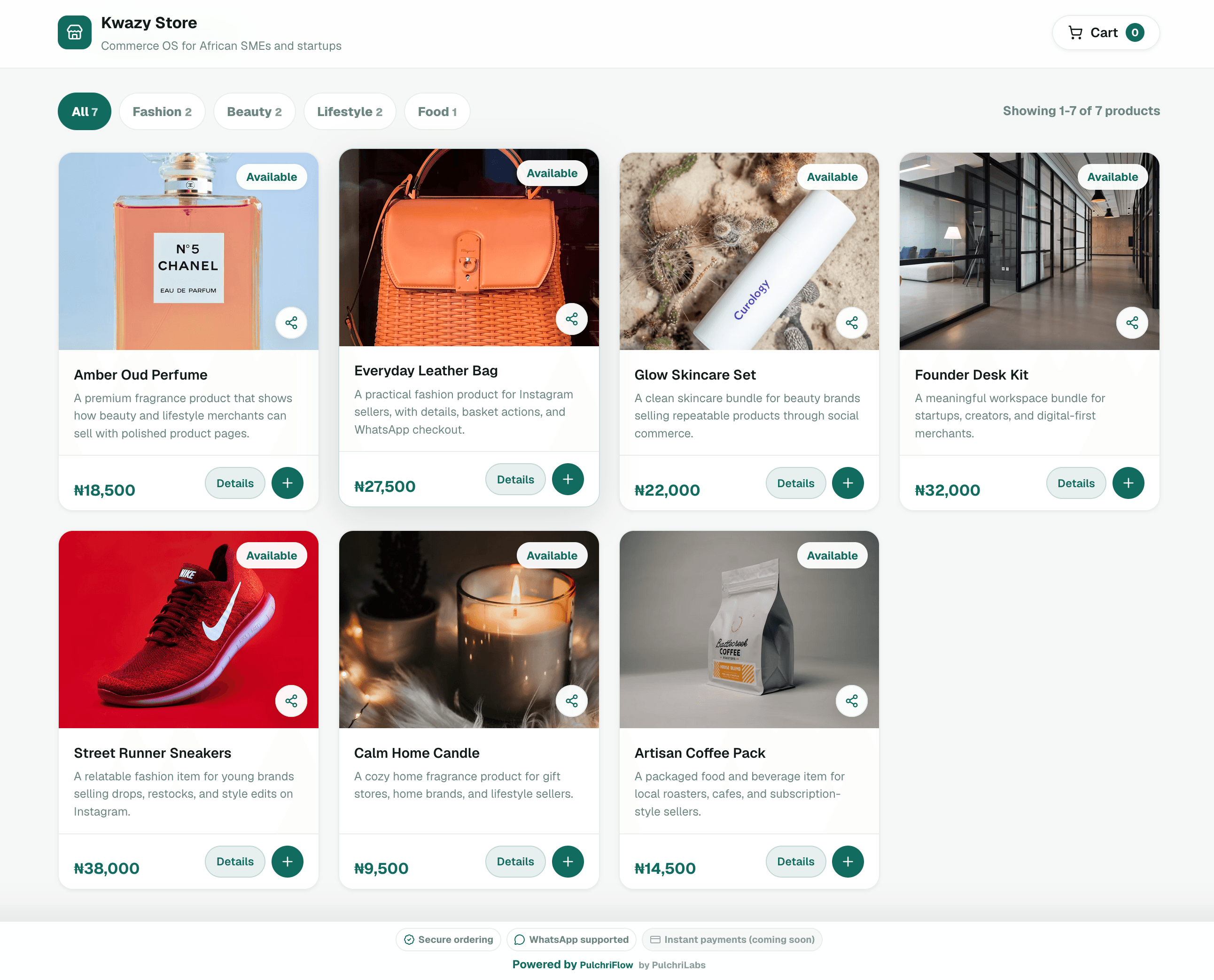 PulchriFlow storefront preview